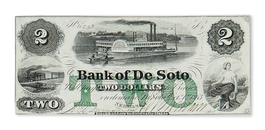 (NEBRASKA.) Group of obsolete Nebraska banknotes.